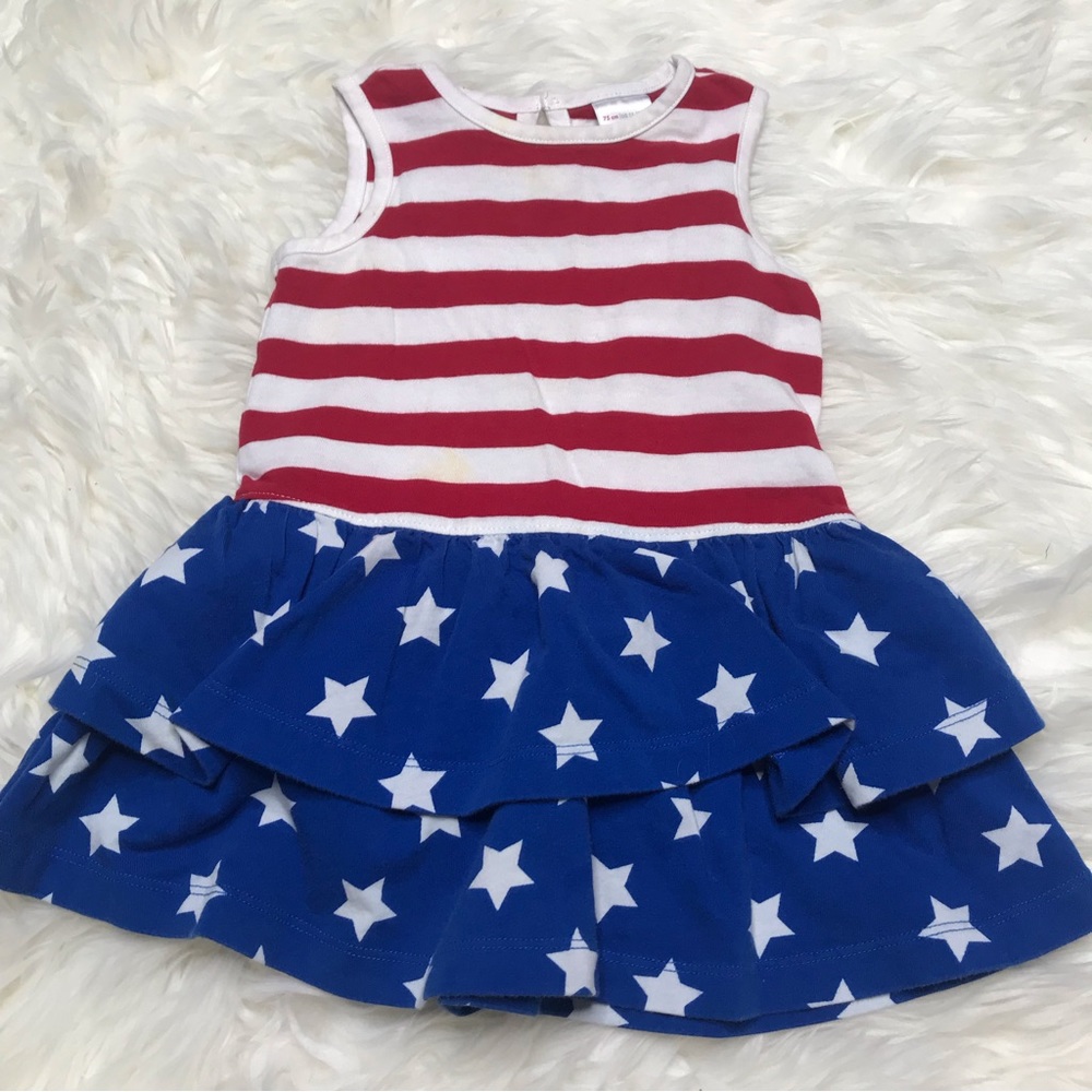 Hanna Andersson red white & blue patriotic striped dress sz 12-18 months